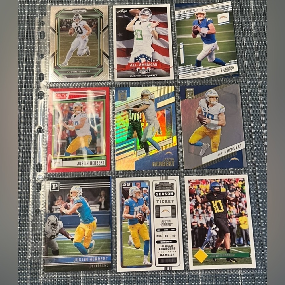 🏈 Justin Herbert, Lot of 9 NFL Football Trading Cards